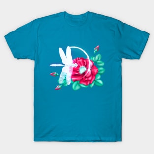 Full bloom | Dragonfly loves roses T-Shirt